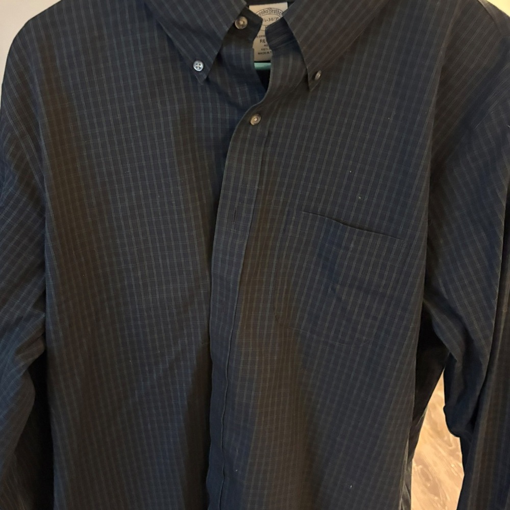 Brooks Brothers Navy Plaid Button Down Shirt